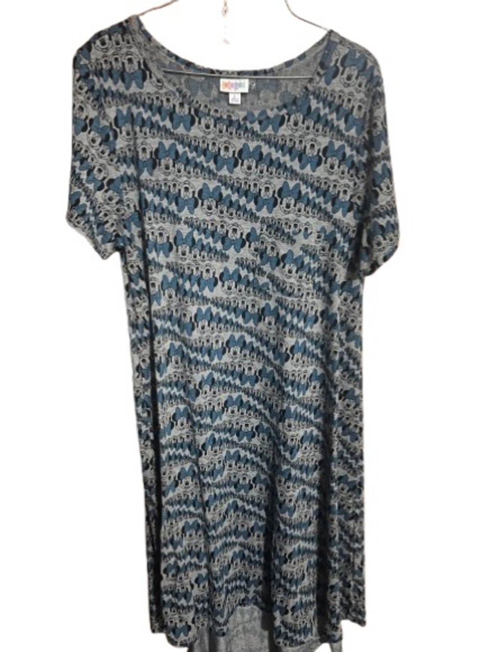 #17 LuLaRoe Blue and Gray Disney Carly Dress with Mickey Mouse Print